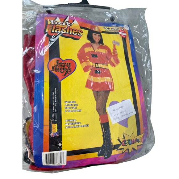 Sexy Firefighter Costume Red Yellow Inflatable Fire Extinguisher Leg Avenue NEW - Picture 2 of 8